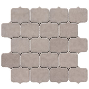Modern Arabesque Grey Glossy Porcelain Mosaic Tile