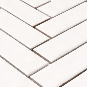 Forio 1.35" x 4.35" Herringbone White Glossy Porcelain Mosaic Tile - Image 5