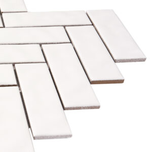 Forio 1.35" x 4.35" Herringbone White Glossy Porcelain Mosaic Tile - Image 6
