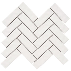 Forio 1.35" x 4.35" Herringbone White Glossy Porcelain Mosaic Tile
