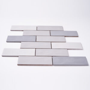 Forio 2" x 6" Brick Grey Glossy Porcelain Mosaic Tile - Image 3