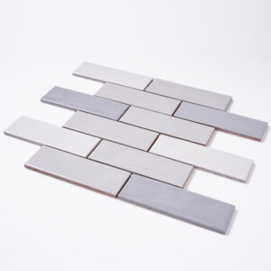 Forio 2" x 6" Brick Grey Glossy Porcelain Mosaic Tile - Image 4