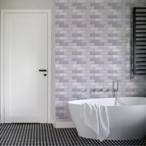 Forio 2" x 6" Brick Grey Glossy Porcelain Mosaic Tile - Image 2