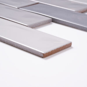 Forio 2" x 6" Brick Grey Glossy Porcelain Mosaic Tile - Image 6