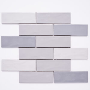 Forio 2" x 6" Brick Grey Glossy Porcelain Mosaic Tile