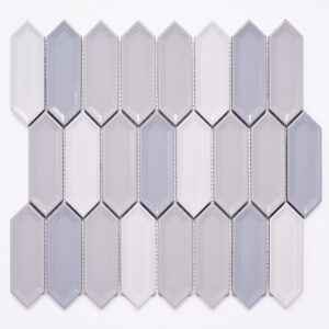 Forio 1.2" x 4.2" Picket Grey Glossy Porcelain Mosaic Tile