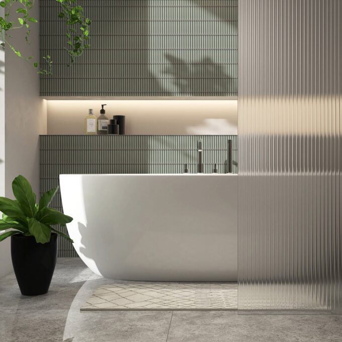 Villagio Stacked Brick Green Porcelain Mosaic Tile - Image 2