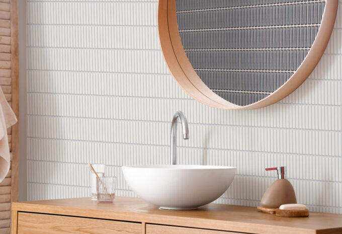 Villagio Stacked Brick White Porcelain Mosaic Tile - Image 2
