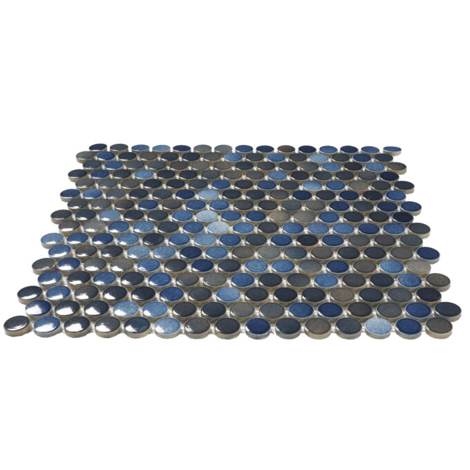 Cosmos Blue 0.75 inch Penny Round Porcelain Mosaic Tile - Image 2