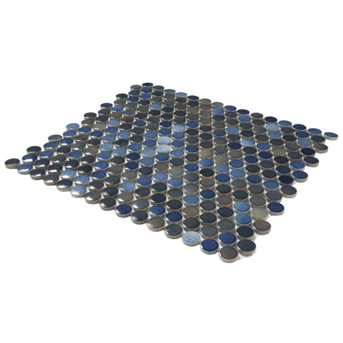 Cosmos Blue 0.75 inch Penny Round Porcelain Mosaic Tile - Image 3