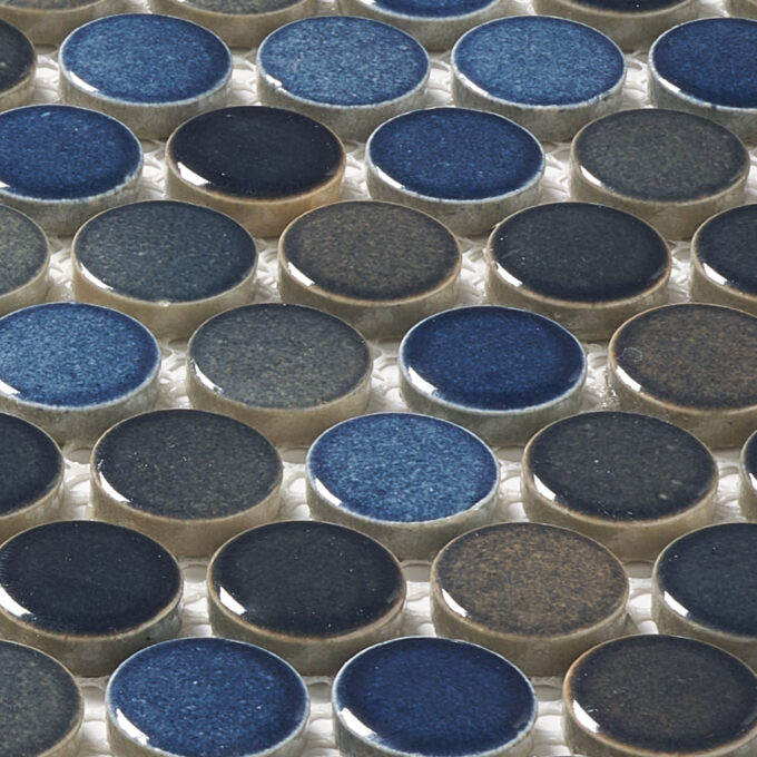 Cosmos Blue 0.75 inch Penny Round Porcelain Mosaic Tile - Image 4