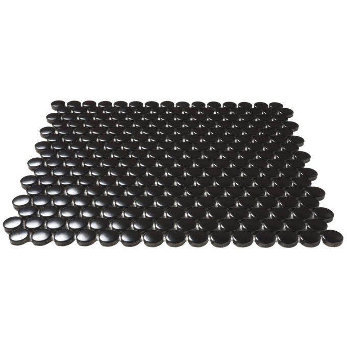 Rivonia 0.75 inch Black Matt Peny Round Mosaic Tile - Image 2