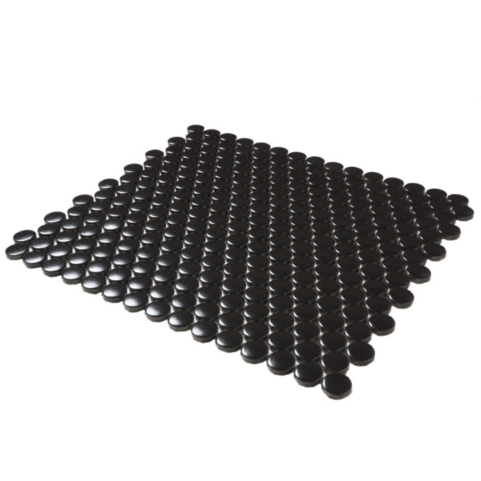 Rivonia 0.75 inch Black Matt Peny Round Mosaic Tile - Image 3