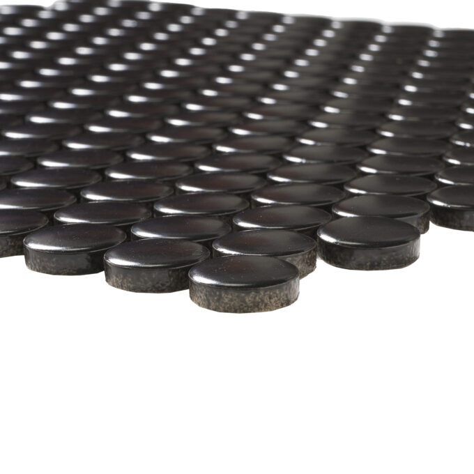 Rivonia 0.75 inch Black Matt Peny Round Mosaic Tile - Image 5