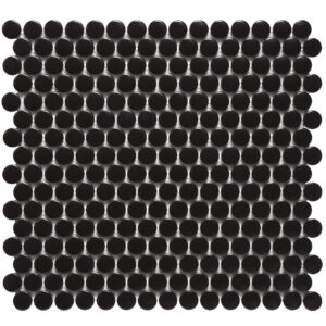 Rivonia 0.75 inch Black Matt Peny Round Mosaic Tile