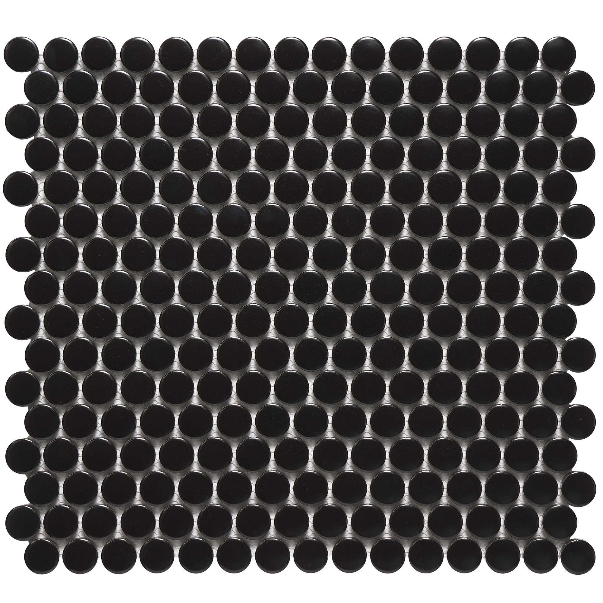 Rivonia 0.75 inch Black Matt Peny Round Mosaic Tile