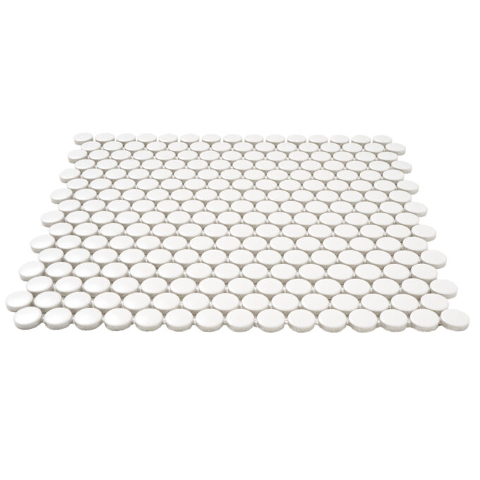 Rivonia 0.75 inch White Matt Peny Round Mosaic Tile - Image 2