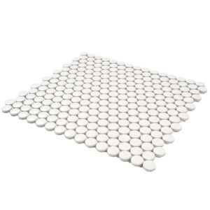 Rivonia 0.75 inch White Matt Peny Round Mosaic Tile - Image 3