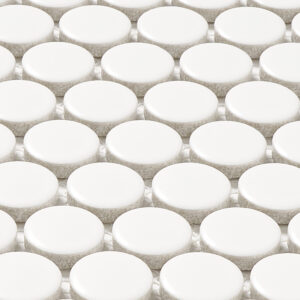 Rivonia 0.75 inch White Matt Peny Round Mosaic Tile - Image 4