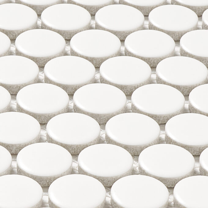 Rivonia 0.75 inch White Matt Peny Round Mosaic Tile - Image 4