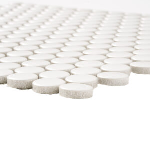 Rivonia 0.75 inch White Matt Peny Round Mosaic Tile - Image 5