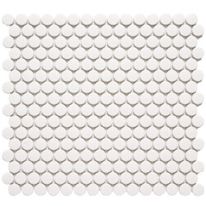 Rivonia 0.75 inch White Matt Peny Round Mosaic Tile