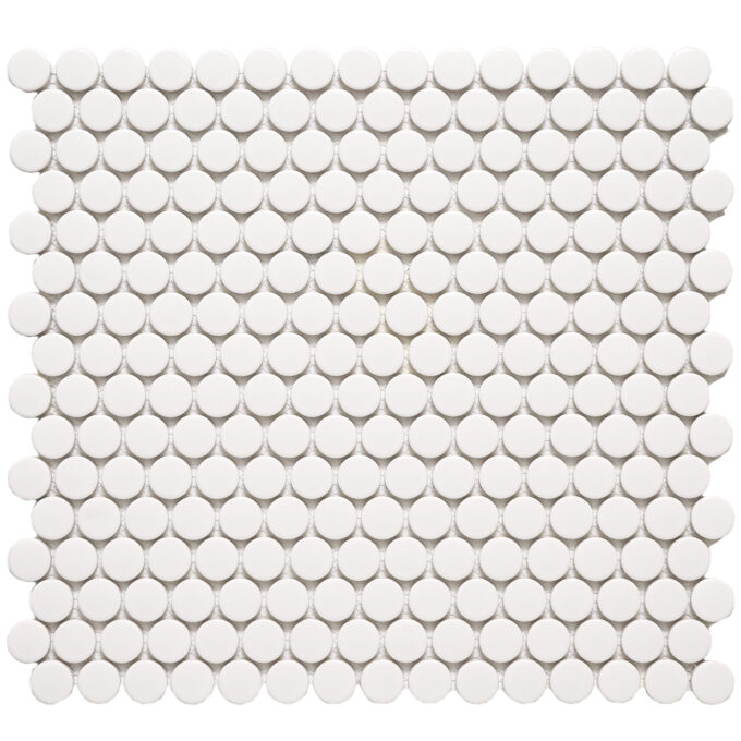 Rivonia 0.75 inch White Matt Peny Round Mosaic Tile