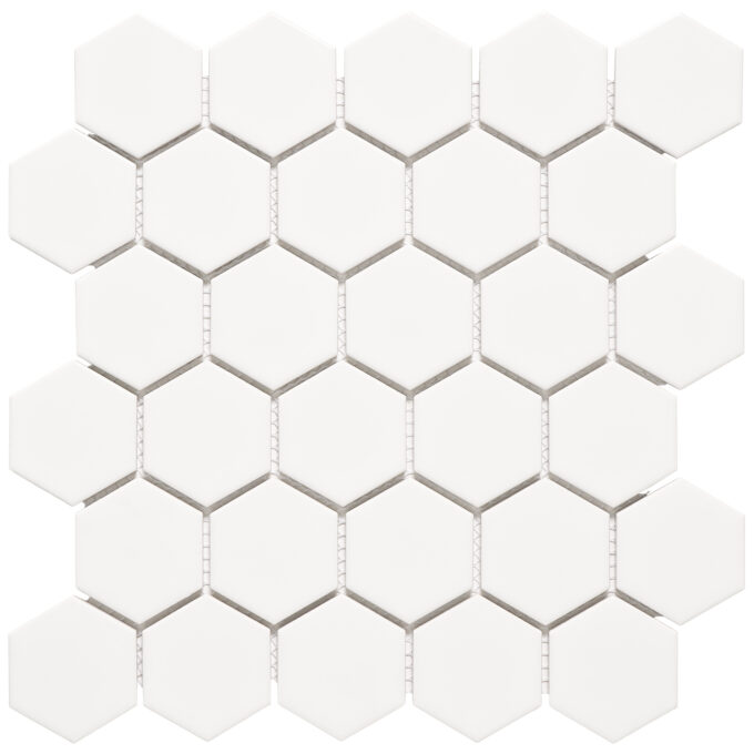 Rivonia 2x2 Honeycomb White Glossy Mosaic Tile