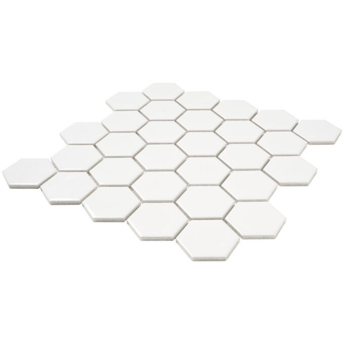Rivonia 2x2 Honeycomb White Glossy Mosaic Tile - Image 3