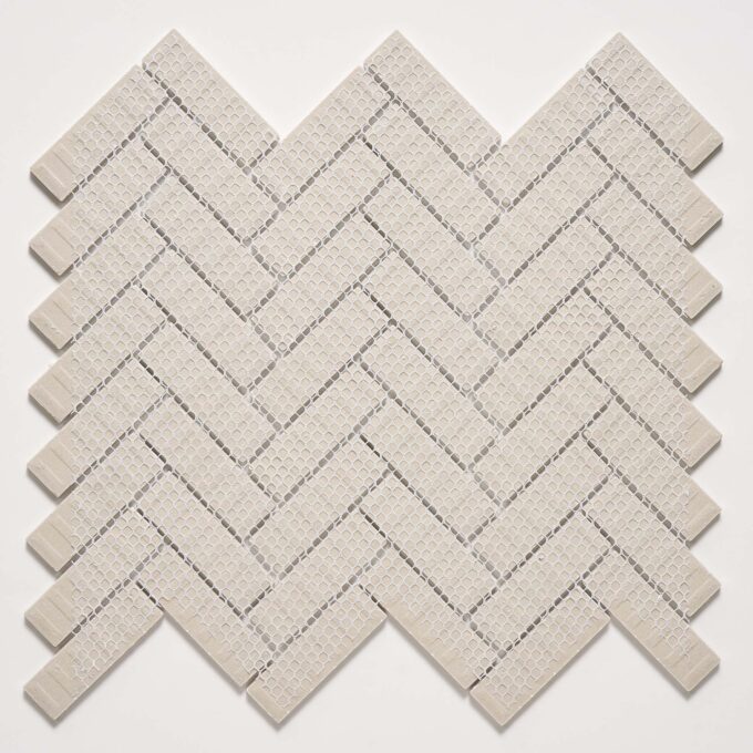 Rivonia Herringbone White Glossy Mosaic Tile - Image 5