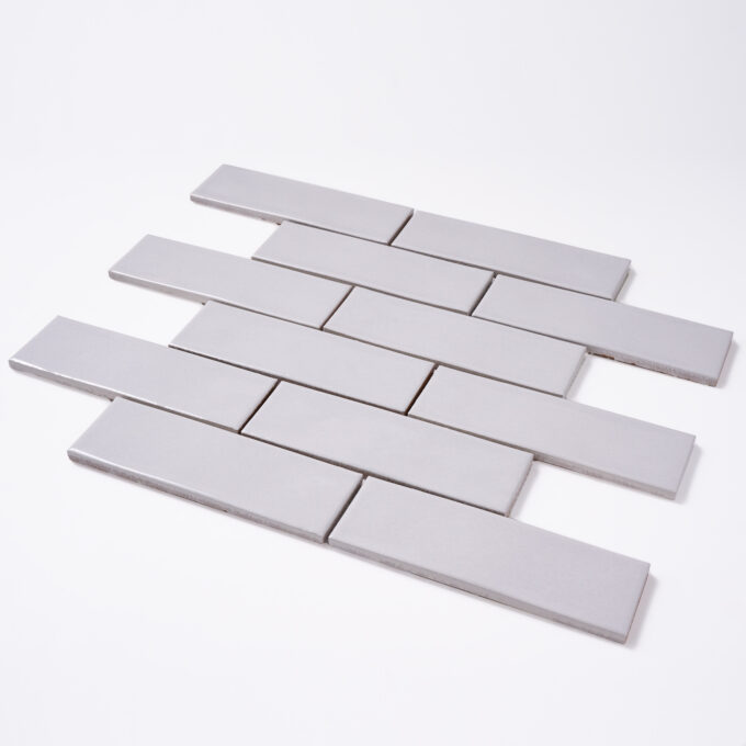 Forio 2" x 6" Brick Silver Glossy Porcelain Mosaic Tile - Image 4