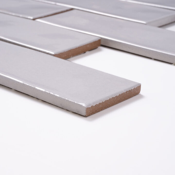 Forio 2" x 6" Brick Silver Glossy Porcelain Mosaic Tile - Image 6