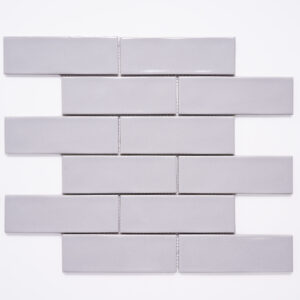 Forio 2" x 6" Brick Silver Glossy Porcelain Mosaic Tile