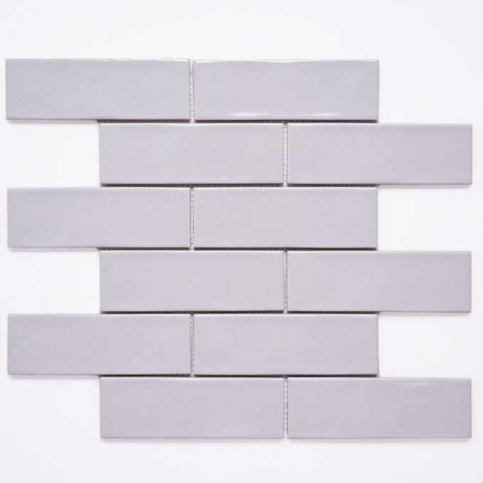 Forio 2" x 6" Brick Silver Glossy Porcelain Mosaic Tile