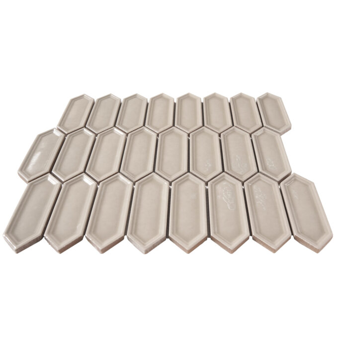 Forio 1.2" x 4.2" Picket Taupe Glossy Porcelain Mosaic Tile - Image 3