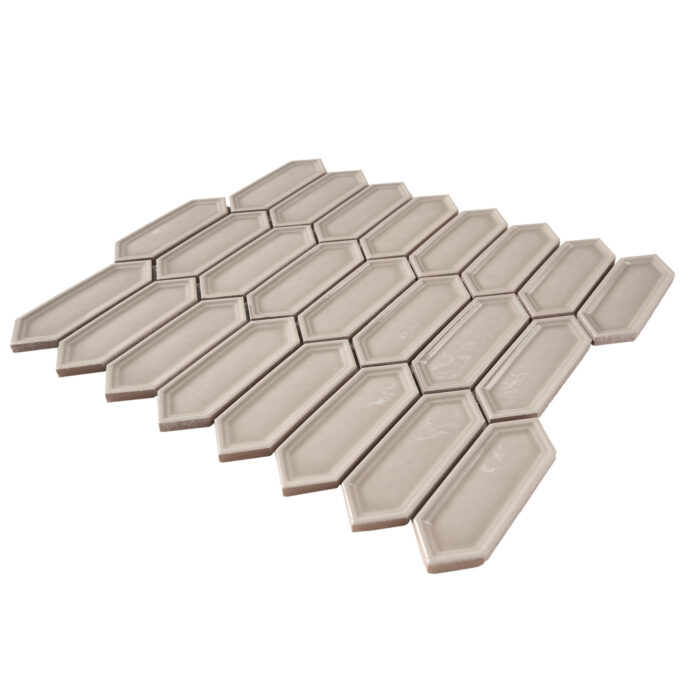 Forio 1.2" x 4.2" Picket Taupe Glossy Porcelain Mosaic Tile - Image 4