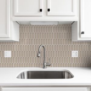Forio 1.2" x 4.2" Picket Taupe Glossy Porcelain Mosaic Tile - Image 2