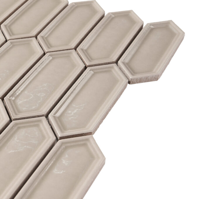 Forio 1.2" x 4.2" Picket Taupe Glossy Porcelain Mosaic Tile - Image 6