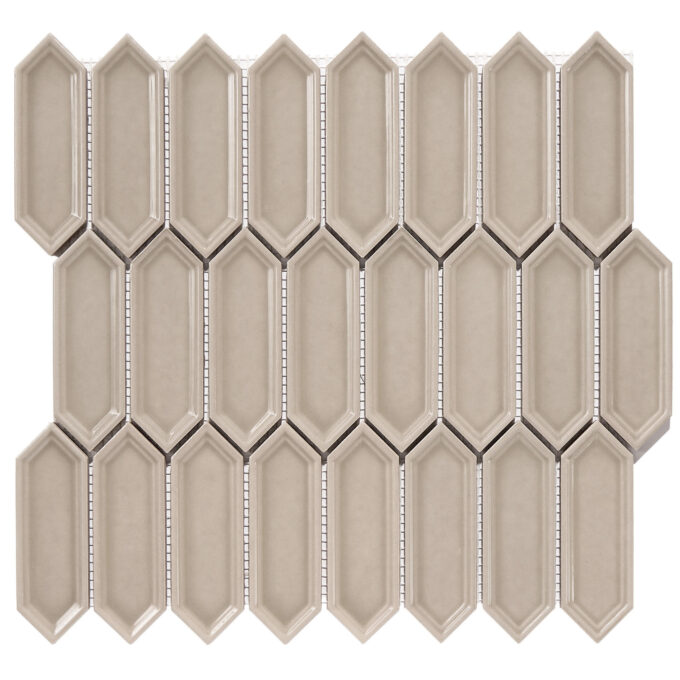 Forio 1.2" x 4.2" Picket Taupe Glossy Porcelain Mosaic Tile