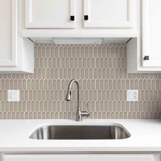 Forio 1.2" x 4.2" Picket Taupe Glossy Porcelain Mosaic Tile - Image 2