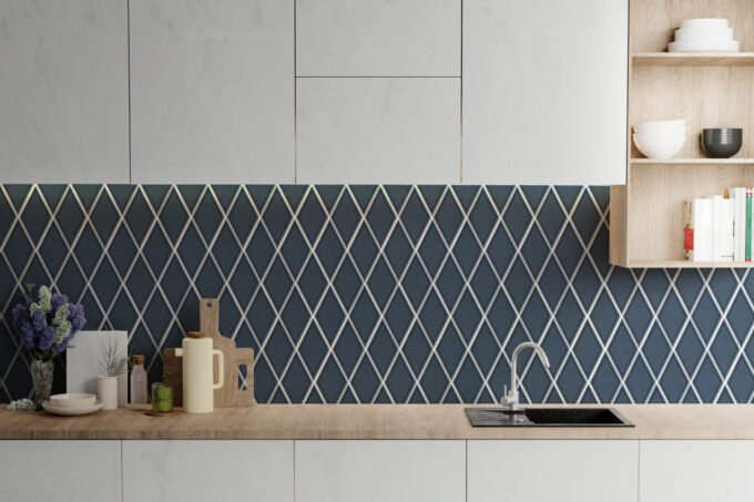 Century Harlequin Blue Porcelain Mosaic Tile - Image 2