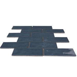 Forio 2" x 6" Brick Blue Glossy Porcelain Mosaic Tile - Image 3