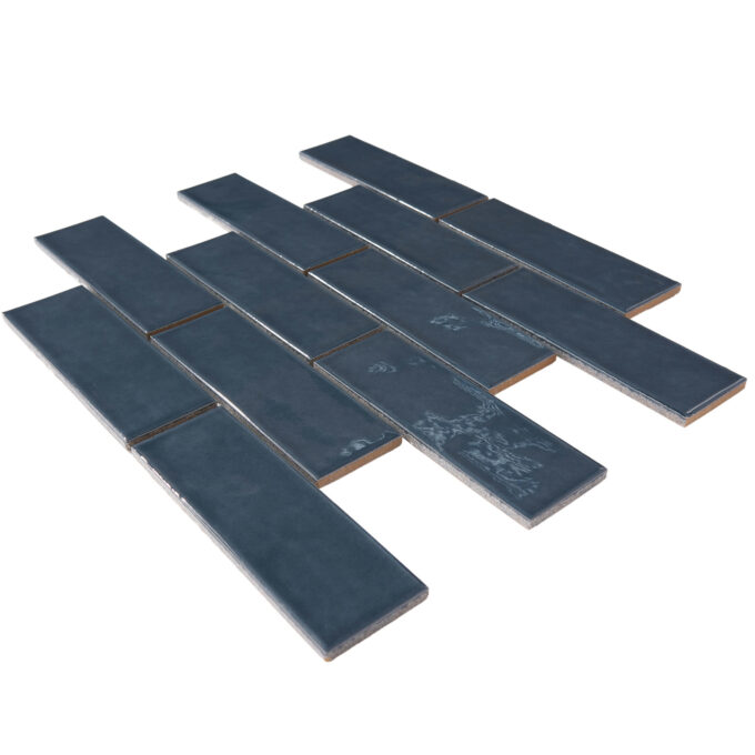 Forio 2" x 6" Brick Blue Glossy Porcelain Mosaic Tile - Image 6
