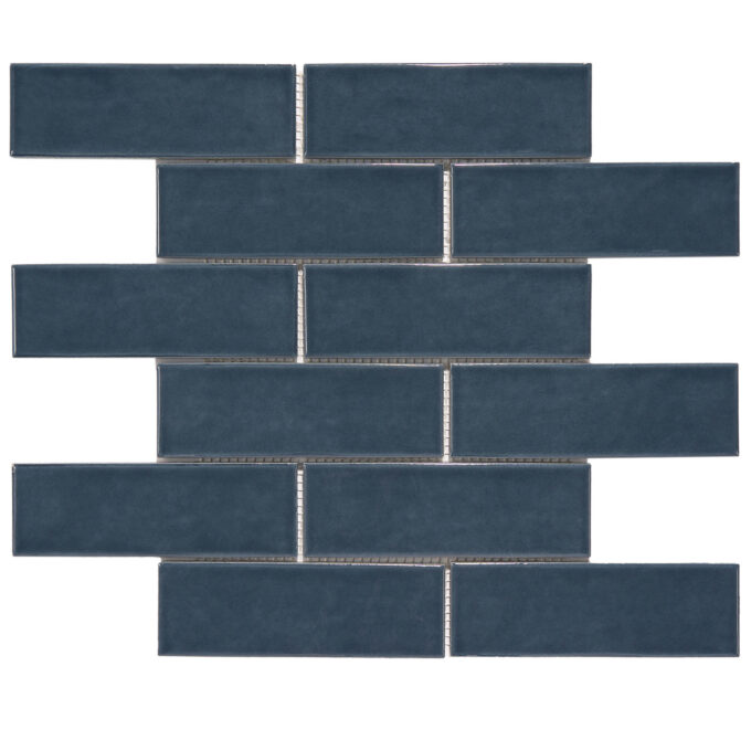 Forio 2" x 6" Brick Blue Glossy Porcelain Mosaic Tile