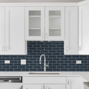 Forio 2" x 6" Brick Blue Glossy Porcelain Mosaic Tile - Image 2