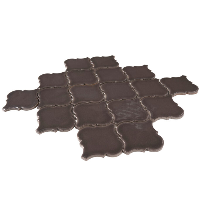 Arabesque 3.3" x 3.4" Brown Porcelain Glossy Mosaic Tile - Image 4