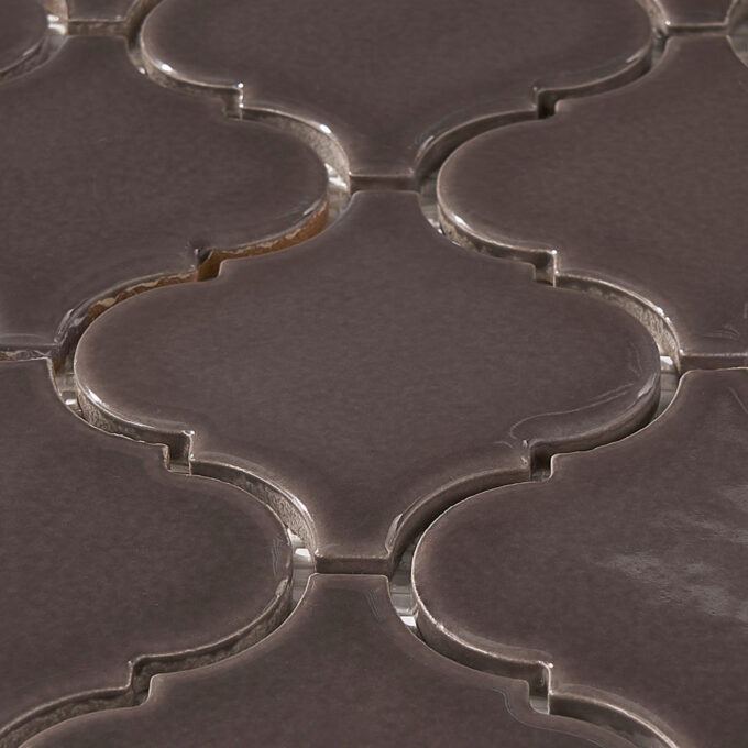 Arabesque 3.3" x 3.4" Brown Porcelain Glossy Mosaic Tile - Image 5