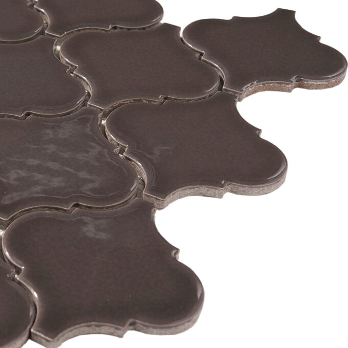 Arabesque 3.3" x 3.4" Brown Porcelain Glossy Mosaic Tile - Image 6