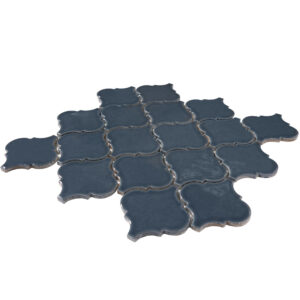 Arabesque 3.3" x 3.4" Blue Porcelain Glossy Mosaic Tile - Image 4