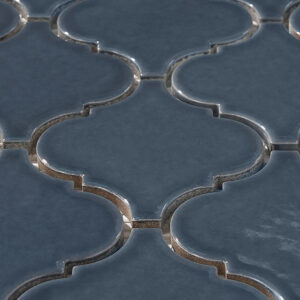 Arabesque 3.3" x 3.4" Blue Porcelain Glossy Mosaic Tile - Image 5